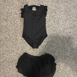 Black Dance Leotard and Skirt Set